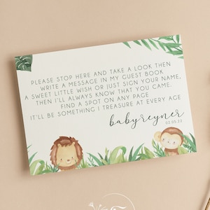 Personalised Baby Shower Guest Book Sign | Jungle Baby Shower | Gender Neutral | Safari theme | Green | Sprinkle | Baby Gift Table | J101