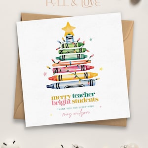 Personalisierte Lehrer Weihnachtskarte | Danke, Schullehrer-Karte | Frohe Lehrerin Helle Studenten | Spielgruppe | Kinderzimmer | TC101