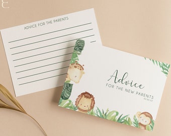 Personalised Safari Baby Shower Advice Cards | Jungle Theme Game J101