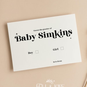 Personalisierte Errate die Geschlechtskarten | Disko Baby | Baby Ära | Geschlecht offenbaren | Babyparty Spiele | Raten Sie den Namen | Was wird Baby sein | D101