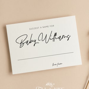 Personalisierte Namensvorschlagskarten | Gender Reveal Party | Babyparty Spiele | Minimalistisch | Raten Sie den Namen | Was wird Baby sein | M102