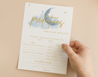 Blue Baby Shower Prediction Cards | Twinkle Little Star Advice