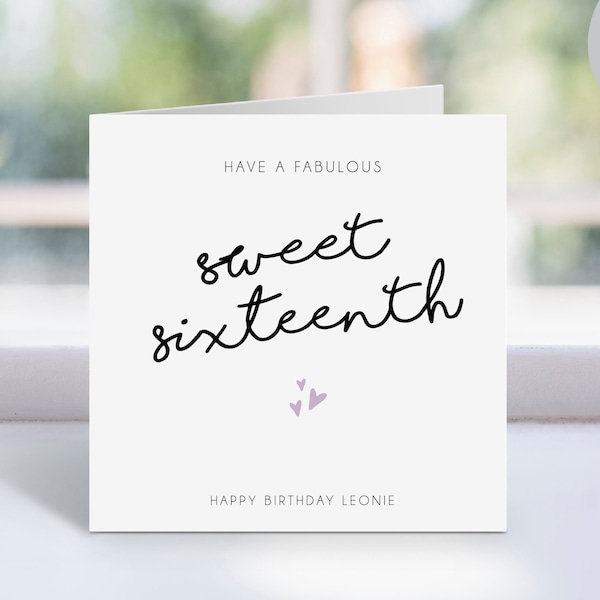 Personalised Sweet 16th Birthday Card | Fabulous Sweet Sixteenth | Happy Birthday Card | 16th Birthday | Greetings Card