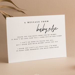 Personalisierte Nachricht vom Baby | Beule | Dekor | Minimalistische Babyparty | Geschlechtsneutral | Baby Party Karten | Streublümchen | Geschenk | M102