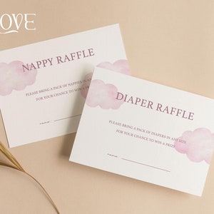 Windel-Verlosungskarten | Windel-Verlosungskarten | Baby Party Raffle Spiel | Heiße Ait Ballon-Babyparty | Baby Mädchen | Rosa | Spiele | Streugut UA102