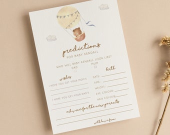 Personalised Predictions For Baby Baby Shower Cards |  Teddy Bear | Advice | Wishes | Gender Neutral | Baby Shower Games | Sprinkle | T101