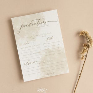Cartes Prédictions personnalisées pour baby shower | Nuages | Conseils | Souhaits | Non sexiste | Jeux de baby shower | Saupoudrer | C201