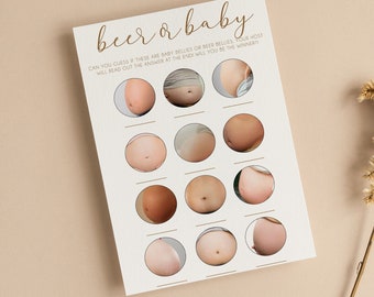 Beer Belly or Bump Baby Shower Game, Teddy Bear, Woodland Theme T101