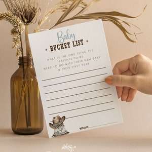 Bucket List für Baby | Babyparty Ratkarten | Cowboyhut | Wilder Westen | Land Bauernhof | Hinweise | Wünsche | Babyparty Spiele | CW101