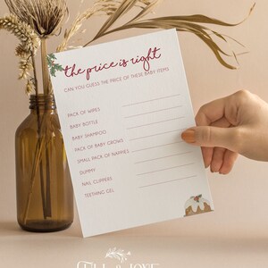 Le prix est juste Cartes de jeu de baby shower | Baby Shower Elfe | Noël | Hiver | Bébé neutre en matière de genre | Saupoudrer | CH201