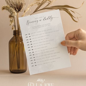 Who Said It First Mummy or Daddy Baby Shower Spielkarten | Wolken Baby Shower | Grau | Geschlechtsneutral | Baby Shower Spiele | Streusel | C101