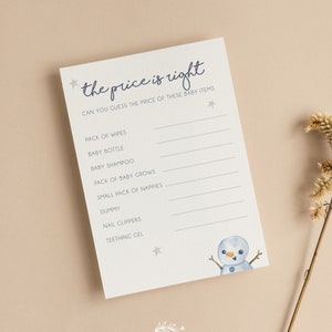 Le prix est correct Cartes de jeu pour baby shower | Douche de bébé bonhomme de neige | Noël | Hiver | Bébé neutre en matière de genre | Saupoudrer | CH101