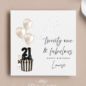 Personalised 21st Birthday Card | 21 and Fabulous | Black and White | Twenty First Birthday | Milestone Cards | Personalised Greetings Cards