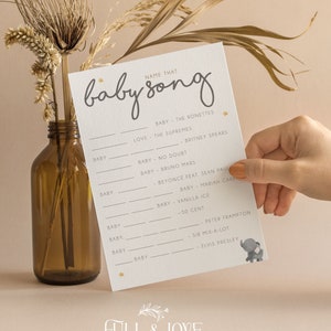 Name That Baby Song Baby Shower Game | Baby Shower Games | Elephant Theme | Jungle | Safari | Neutral | Gender reveal  | Sprinkle | E101