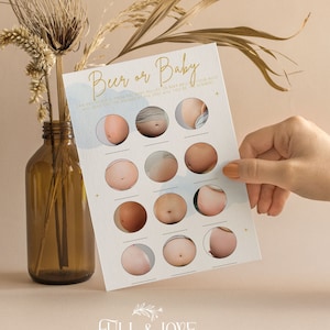Bierbauch oder Bump Baby Shower Spiel | Sternchen Karte | Blaue Babyparty | Streusel | Junge | Himmlisch | Mond & Sterne | S102