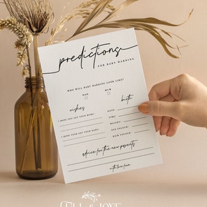 Personalisierte Babypartyvorhersagekarten | Minimalistische Babyparty | Geschlechtsneutral | schlicht | Babyparty Spiele | Streublümchen | M102