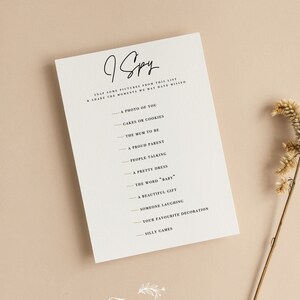 J'espionne - Cartes de jeu pour baby shower | Baby shower minimaliste | Capturez l'amour | Oeil espion|  Non sexiste | Jeux de douche simples | Saupoudrer | M102