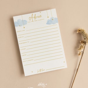 Personalisierte Beratung für die neuen Eltern | Twinkle Little Star Babypartykarten | Blaue Dusche | Baby Junge | Himmlisch | Mond & Sterne | S102