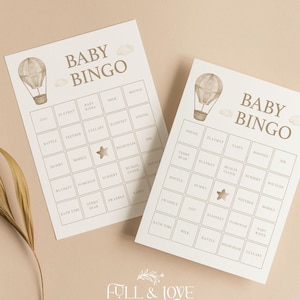 Babyparty-Bingo | BabyBingo | Geschenk Bingo | Vorgefüllt | Auf auf und davon |  Babyparty | Geschlechtsneutral | Duschspiele | Streublümchen | UA101