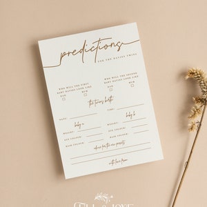 Personalisierte Babyparty Zwillinge Prediktionskarten | Minimalistische Babyparty | Geschlechtsneutral | schlicht | Babyparty Spiele | Streublümchen | M101