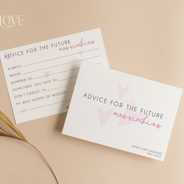 Personalised Advice for the Bride Cards | Hen Party Games | Hen Do Favours | Bridesmaids | Bride Tribe | Bachelorette Party | Bridal Shower