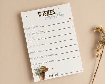 Personalised Cowboy Baby Shower Wishes Cards, Western CW101