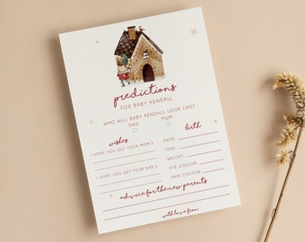 Tarjetas de predicción personalizadas para baby shower / Baby shower de elfo pequeño / Navidad / Género neutro / Juegos para baby shower / Sprinkle / CH201