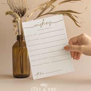 Personalisierte Wünsche für Baby-Babyparty-Karten |  Minimalistische Babyparty | Geschlechtsneutral | Babyparty Spiele | Streublümchen | M101