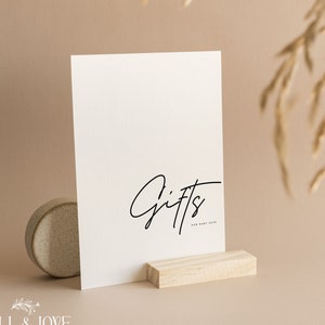Personalisierte Baby-Dusche-Geschenk-Zeichen | Minimalistische Babyparty | schlicht | Geschlechtsneutral | Duschspiele | Streublümchen | Geschenke-Tisch | M102