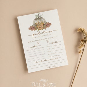 Personalisierte Babypartyvorhersagekarten | Kürbis-Babyparty | Herbst | Herbst Baby Gender Neutral | Babyparty Spiele | Streublümchen | F101