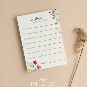 Personalisierte Babyparty-Wünsche für Babykarten | Hinweise | Blumen | Baby in Blüte | Neutral | Wildblumen | Spiele | Streublümchen | BB101