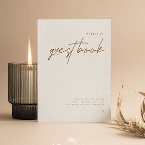 Foto-Gästebuch Babyparty Gästebuch Schild | Minimalistische Babyparty | Geschlechtsneutral | Baby Party Karten | Streublümchen | Geschenke-Tisch | M101