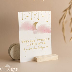 Twinkle Twinkle Little Star weißt du, wie geliebt du bist? Rosa Babyparty | Baby Mädchen | Himmlisch | Mond & Stern| S101