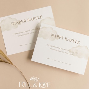 Windel-Verlosungskarten | Windel-Verlosungskarten | Baby Party Raffle Spiel | Heiße Ait Ballon-Babyparty | Geschlechtsneutral | Spiele | Streublümchen | UA101