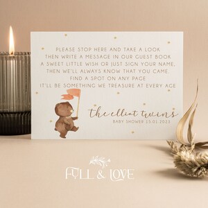 Personalisiertes Gästebuch-Zeichen | Teddy Bär-Babyparty | Neue Babys | Geschlechtsneutral | Baby Party Karten | Streublümchen | Geschenk | T101