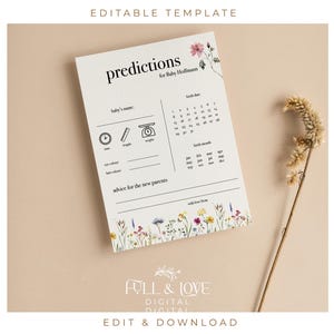 Personalisierte Babyparty Kartenvorhersage DIGITAL | Baby in Bloom Baby Shower | Frühling | Blumen | Babyparty Dekor | Download BB101-1