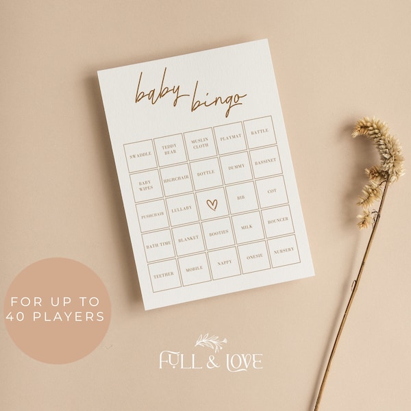 Baby Shower Bingo | Baby Bingo  | Gift Bingo | Prefilled | Minimalist Baby Shower | Simple Gender Neutral | Shower Games | Sprinkle | M101