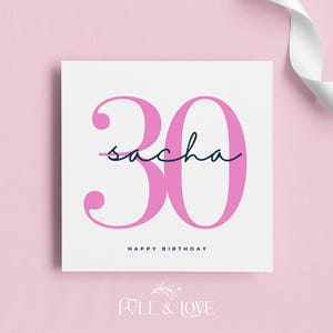 Personalisierte 30. Geburtstagskarte | Karten für Sie | Dreißigster Geburtstag | Meilensteinkarten | Personalisierte Grußkarten