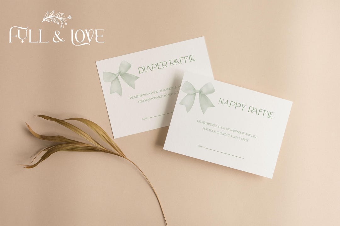 Diaper Raffle Cards | Nappy Raffle Cards | Baby Shower Raffle Game ...