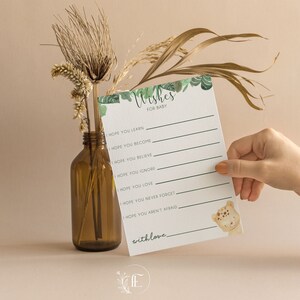 Personalisierte Wünsche für Babykarten |  Dschungel-Bär-Babyparty | Safari-Thema | Geschlechtsneutral | Babyparty Spiele | Streublümchen | J101