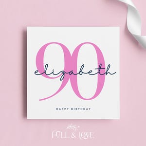 Personalisierte 90er Geburtstagskarte | Karten für Sie | Neunzigster Geburtstag | Meilensteinkarten | Personalisierte Grußkarten