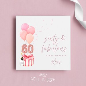 Carte d'anniversaire personnalisée | 60 ans et fabuleux | Cartes pour elle | soixantième anniversaire | Cartes d'étape | Cartes de voeux personnalisées