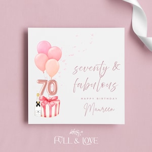 Carte personnalisée du 70e anniversaire | 70 ans et fabuleux | Cartes pour elle | Soixante-dixième anniversaire | Cartes d'étape | Cartes de voeux personnalisées