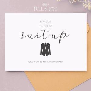 Willst du mein Trauzeuge sein | It's Time to Suit Up - Platzanweiser - Pagenjunge - Trauzeuge - Witness personalisierter Hochzeitsvorschlag Karte