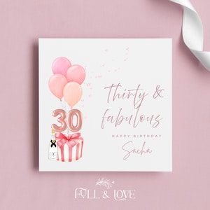 Personalisierte 30. Geburtstagskarte | 30 und Fabelhaftes | Karten für Sie | Dreißigster Geburtstag | Meilensteinkarten | Personalisierte Grußkarten