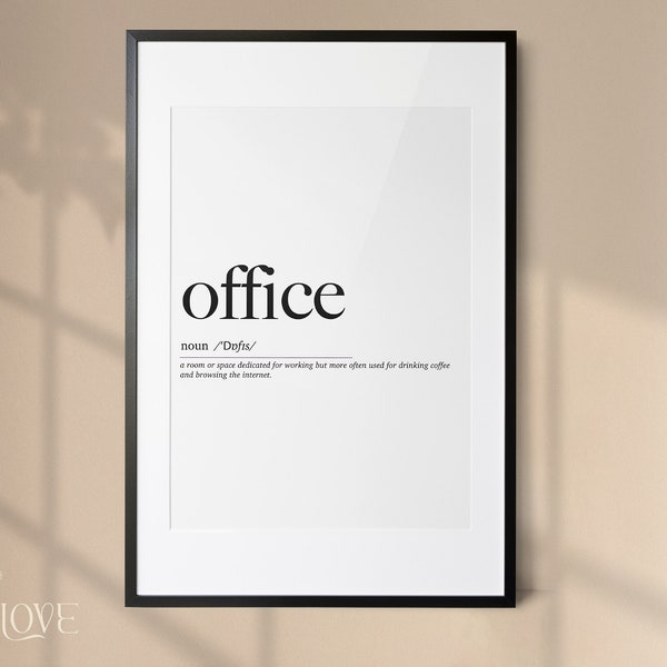 Office Definition | Home Office Print | Office Decor | Funn Quote Prints | Dictionary Prints | Office Wall Art | Christmas