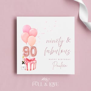 90e anniversaire personnalisée | 90 ans et fabuleux | Cartes pour elle | Quatre-vingt-dixième anniversaire | Cartes d'étape | Cartes de voeux personnalisées
