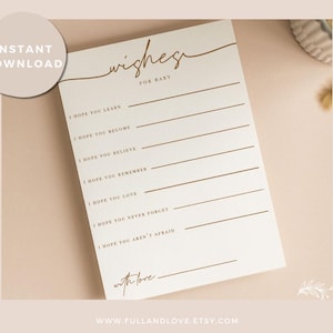 Wünsche für Baby Advice Cards Sofortiger digitaler Download | Minimalistische Babyparty | Geschlechtsneutral | schlicht | Duschspiele | Streublümchen | MD101