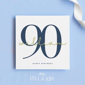 Personalisierte 90er Geburtstagskarte | Karten für Ihn | Neunzigster Geburtstag | Meilensteinkarten | Personalisierte Grußkarten
