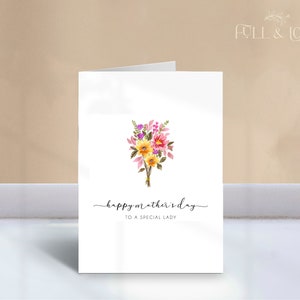 Bonne fête des mères à une dame spéciale | Belle-mère | Maman | Comme une maman | Cartes simples pour la fête des mères | Fleurs